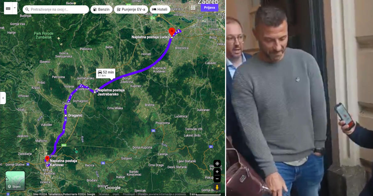 Zagreb, Jastrebarsko, Draganić, Karlovac (Google Maps) i Andrija Vrhovac